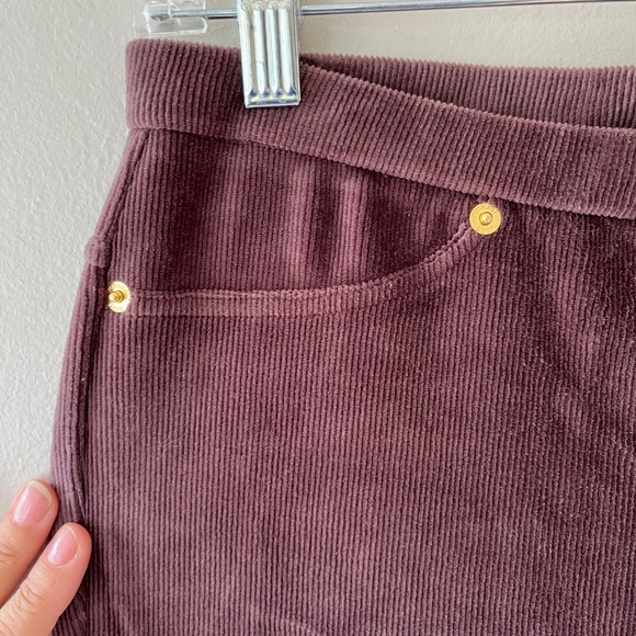 Michael Kors Sz M Chocolate Corduroy Pull On Pants Stretch Leggings Skinny - Picture 5 of 10